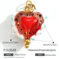 Colorful heart-shaped stainless steel pendant with glass core and gold accents - Clear Inlaid Red Heart(PJ93648)