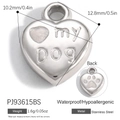 Silberner Edelstahl-Herzanhänger mit Gravur my DOG und Größenangabe von 12,8 mm - Silbernes Herz 'my DOG' Pfotenabdruck Anhänger (PJ93615BS)