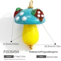 Blue mushroom pendant with ladybug detail in stainless steel for DIY jewelry - Sky Blue Ladybug Mushroom(PJ93649A)
