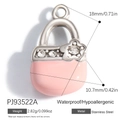 Pink enamel handbag shaped charm in gold plated stainless steel with white zircon stones - Pink Handbag (PJ93522A)
