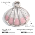 18K vergoldeter Edelstahl Muschelanhänger mit weißem und rosa Glitzer-Harz-Inlay - Weiß Rosa Feiner Glitzer Muschel Anhänger (PJ93616A)