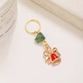 Weihnachtsanhänger aus Legierung mit grünen Perlen und roter Emaille-Glocke für DIY-Schmuck - Glocke