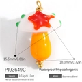Colorful mushroom pendant in white and orange stainless steel for DIY jewelry - White Orange Star Mushroom(PJ93649C)