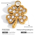 Gold-plated stainless steel four-leaf clover pendant with sparkling crystal inlay - Rhinestone Clover Style (PJ93580)