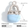 Blue enamel handbag pendant in stainless steel with 18K gold and sparkling crystal detail - Blue Handbag (PJ93522D)