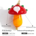 Colorful red mushroom pendant with heart patterns and gold stainless steel rings - Red Heart Mushroom(PJ93649D)