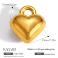 Mini gold heart pendant in stainless steel, waterproof and hypoallergenic for DIY jewelry - Gold Heart Style (PJ93583)