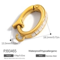 Gold stainless steel bail connector with square cubic zirconia for jewelry making - Rhinestone Clasp (PJ93465)