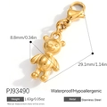 Gold stainless steel bear pendant charm with lobster clasp for jewelry making - Bear Style (PJ93490)
