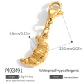 Gold stainless steel croissant pendant charm with lobster clasp and chain details - Croissant Style (PJ93491)