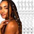 60PCS Silver hair braid rings and leaf pendants set for dreadlocks styling on white background - 40Pcs Pack / Silver