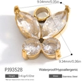 Gold plated stainless steel butterfly charm with crystal inlay for jewelry making - Butterfly (PJ93528)