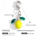 Lemon charm in yellow enamel and stainless steel with lobster clasp for jewelry - Yellow Lemon Style (PJ93492)