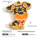 Gold-plated stainless steel puppy pendant with colorful enamel for necklaces - Black Orange Dog (PJ93493G)
