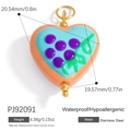 Colorful heart-shaped stainless steel pendant with purple grape design for DIY jewelry - Orange Blue Grape Heart(PJ92091)