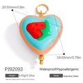 Cute heart strawberry pendant in stainless steel with colorful enamel for DIY jewelry - Blue Red Strawberry Heart(PJ92093)