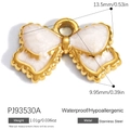Golden bow pendant charm in stainless steel with white glitter enamel finish - White Bow (PJ93530A)