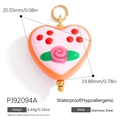 Pink heart stainless steel pendant with floral rose design and red polka dots pattern - Pink Rose Heart(PJ92094A)