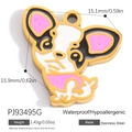 Enamel French Bulldog pendant in gold stainless steel for necklaces or pet tags - Black White Frenchie (PJ93495G)