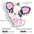 French Bulldog stainless steel pendant with colorful enamel drip oil finish - Cartoon Frenchie Style (PJ93495S)