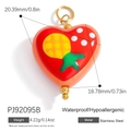 Red heart pendant in stainless steel with colorful dots and tropical fruit accents - Red Tropical Fruit Heart(PJ92095B)