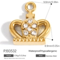 18K gold plated stainless steel crown charm with white zircon for jewelry DIY - Small Crown (PJ93532)
