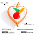 Stainless steel heart pendant with cherry design, waterproof and hypoallergenic finish - Cherry 3D Heart(PJ92096A)