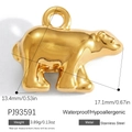 18K gold plated stainless steel polar bear pendant charm measuring 17.1mm by 13.4mm - Gold Polar Bear (PJ93591)
