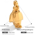 Gold-plated stainless steel penguin pendant, waterproof and hypoallergenic animal charm - Gold Penguin Style (PJ93593)