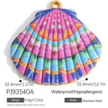 Colorful hand-painted shell-shaped pendant in 18K gold plated waterproof stainless steel - Colorful Shell (PJ93540A)