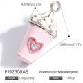 Pink drink cup charm with heart detail in 18K gold plated alloy, size 9.5mm x 19.6mm - Pink Drink (PJ92308AS)