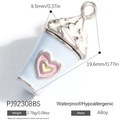 Blue milkshake cup pendant with heart detail in 18K gold plated stainless steel - Blue Drink (PJ92308BS)