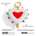 Sweet white heart pendant charm in stainless steel with pink polka dots and red heart motif - White Spiky Pink Heart Red(PJ92097B)
