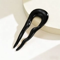 Minimalist black U-shaped hair pin with a polished glossy finish for elegant updos - Black