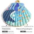 Seashell pendant in gold plated stainless steel with orange fish and blue ocean patterns - Orange Fish Shell (PJ93540C)