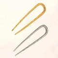 U-shaped metal hairpins in gold and silver with modern minimalist hammered texture - Hammered Set / Gold & Silver