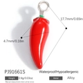 Waterproof 18K gold plated red chili pepper pendant charm for DIY jewelry making - Silver Red Chili (PJ91661S)