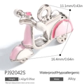 Silver scooter charm for DIY jewelry with pink enamel accents and detailed alloy metal finish - Silver Motorcycle (PJ92042S)