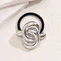 Minimalistisches geometrisches Metallknoten-Haargummi mit hoher Elastizität im Vintage-Look - Silber
