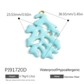 Blue enamel stainless steel pendant with gold plating, water-resistant jewelry charm - Light Blue Abstract Coral Pendant (PJ91720D)