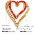 Polished stainless steel double layered heart pendant in gold and red finish - Red Pattern Heart (PJ93539B)