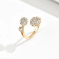 Elegant gold-plated adjustable ring with asymmetric white rhinestones on white background - Adjustable Open / Gold