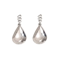 Sleek silver teardrop dangle earrings featuring unique spiral coil top and mirror finish - Silver