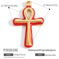 Red enamel Ankh cross pendant in 18K gold plated stainless steel for DIY jewelry - Red Ankh (PJ93618E)