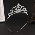 Elegante tiara d'argento per bambine con motivi a cuore e strass luccicanti - Cuore Argento (C8122)