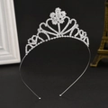 Elegante tiara da principessa in argento con strass e motivi a cuore per spose e bambine - Strass Bianco Argento (D6131)