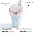 Blue stainless steel coffee cup pendant charm for DIY jewelry making and crafts - Blue Drink Cup (PJ92229BS)
