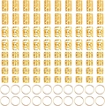 Set de 100 bijoux de cheveux dorés pour dreadlocks avec motifs creux et strass brillants - 100 Pièces en Boîte / Cylindre Creux & Couronne Strass (Or)