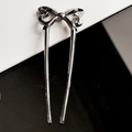 Polierte gunmetal U-förmige Haarnadel aus Metall mit elegantem Bogen-Design - Waffenschwarz (E4116)