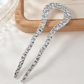 U-shaped silver metal hair pin with hammered texture for bun styling and hair fixing - Silver